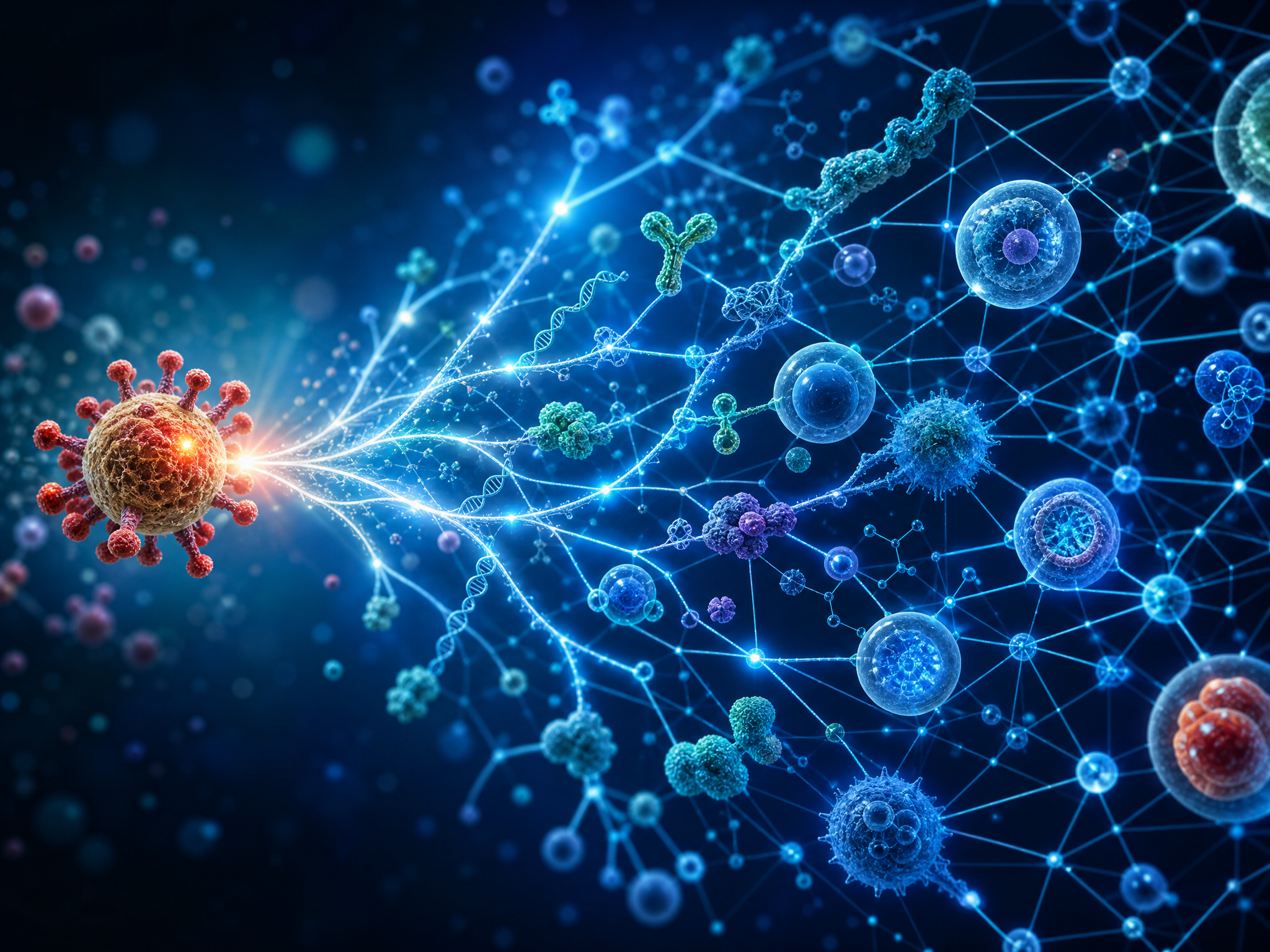 A single trigger connected to a complex network of downstream biological signals